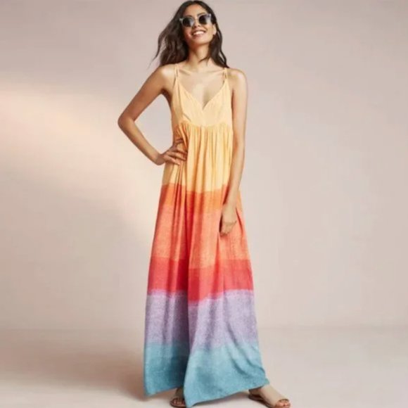 Anthropologie Dresses & Skirts - Anthropologie X Carla Weeks Rainbow Watercolor Maxi Dress